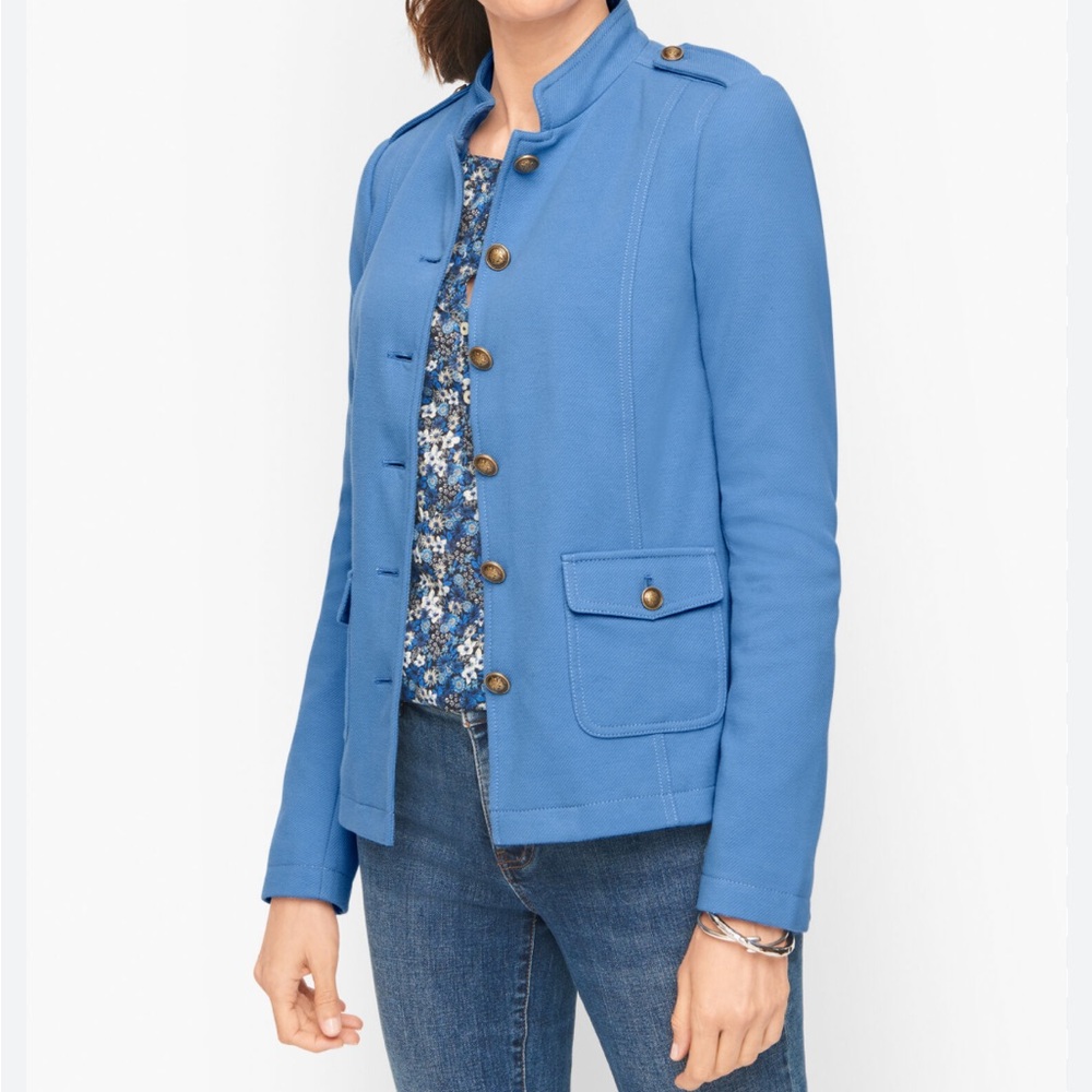 Talbots Knit Band Blazer Jacket Size 16 NWT Office Business Casual Military